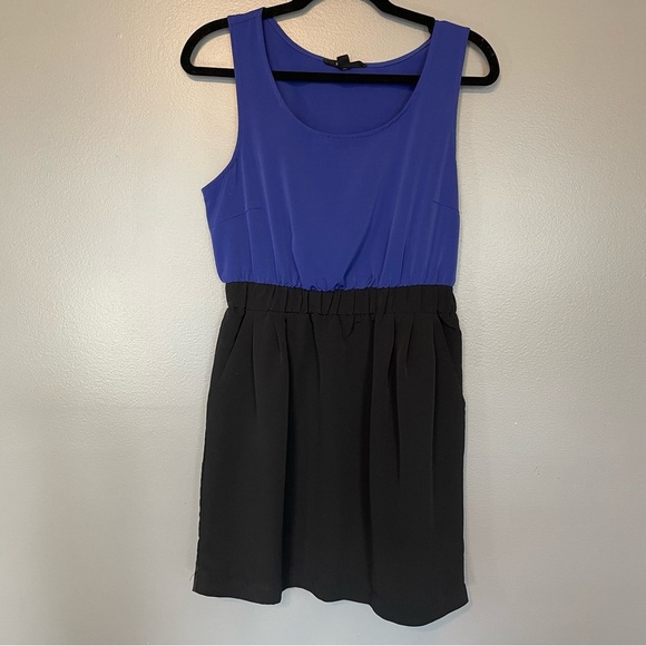 Blue/black color block sleeveless dress pockets DJ Tanner - Picture 1 of 7